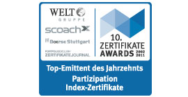 2011 ZertifikateAwards 2nd place: Top Issuer of the Decade Index Certificates